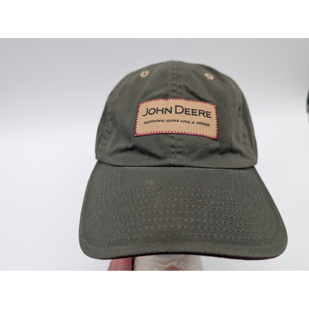 John Deere Mens Olive Green Patch Logo Adjustable Baseball Cap Hat OSFM